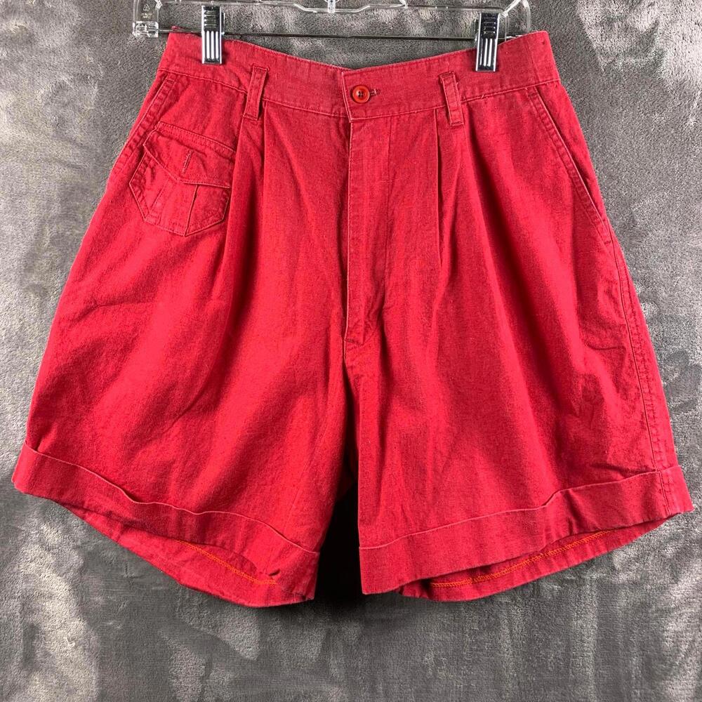Vintage 80s Women’s FABRIZIO Red with pockets Casual Shorts (718)